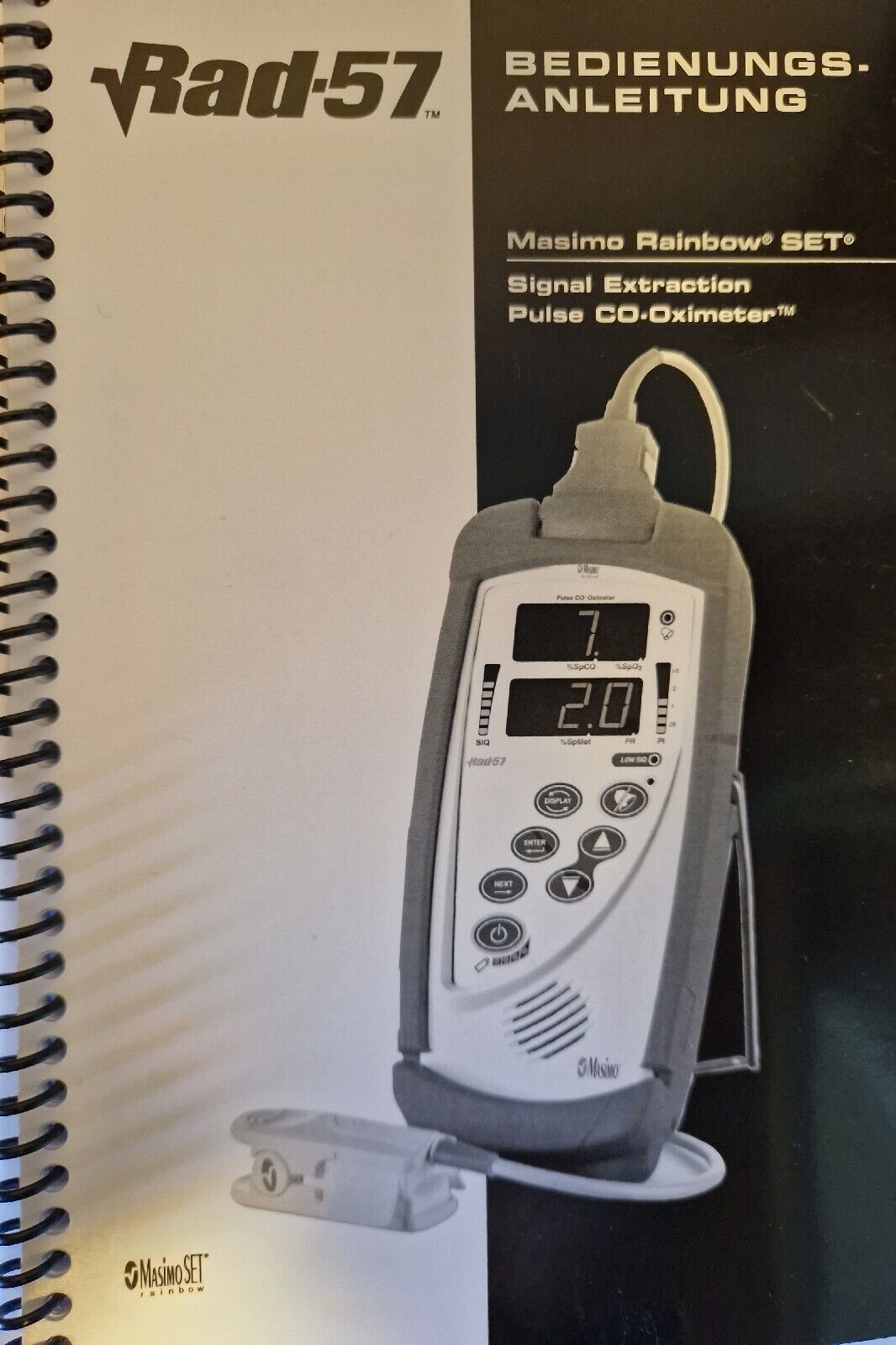Masimo Rad-57 (SPO2, SPCO und SpMet) + Sensor, Kabeln, Hand-