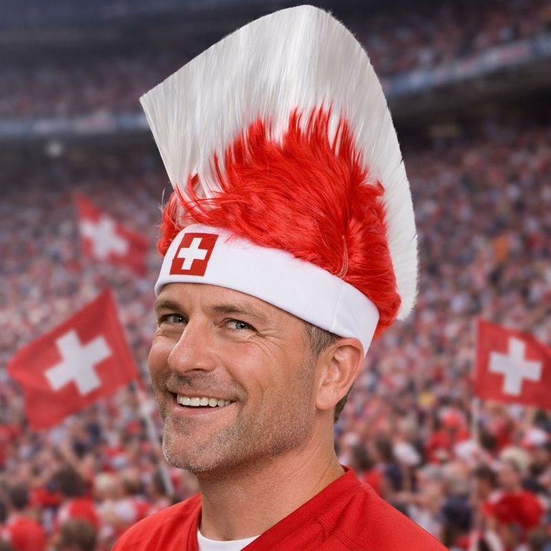 Schweiz Irokesen Perücke Fanartikel Neu