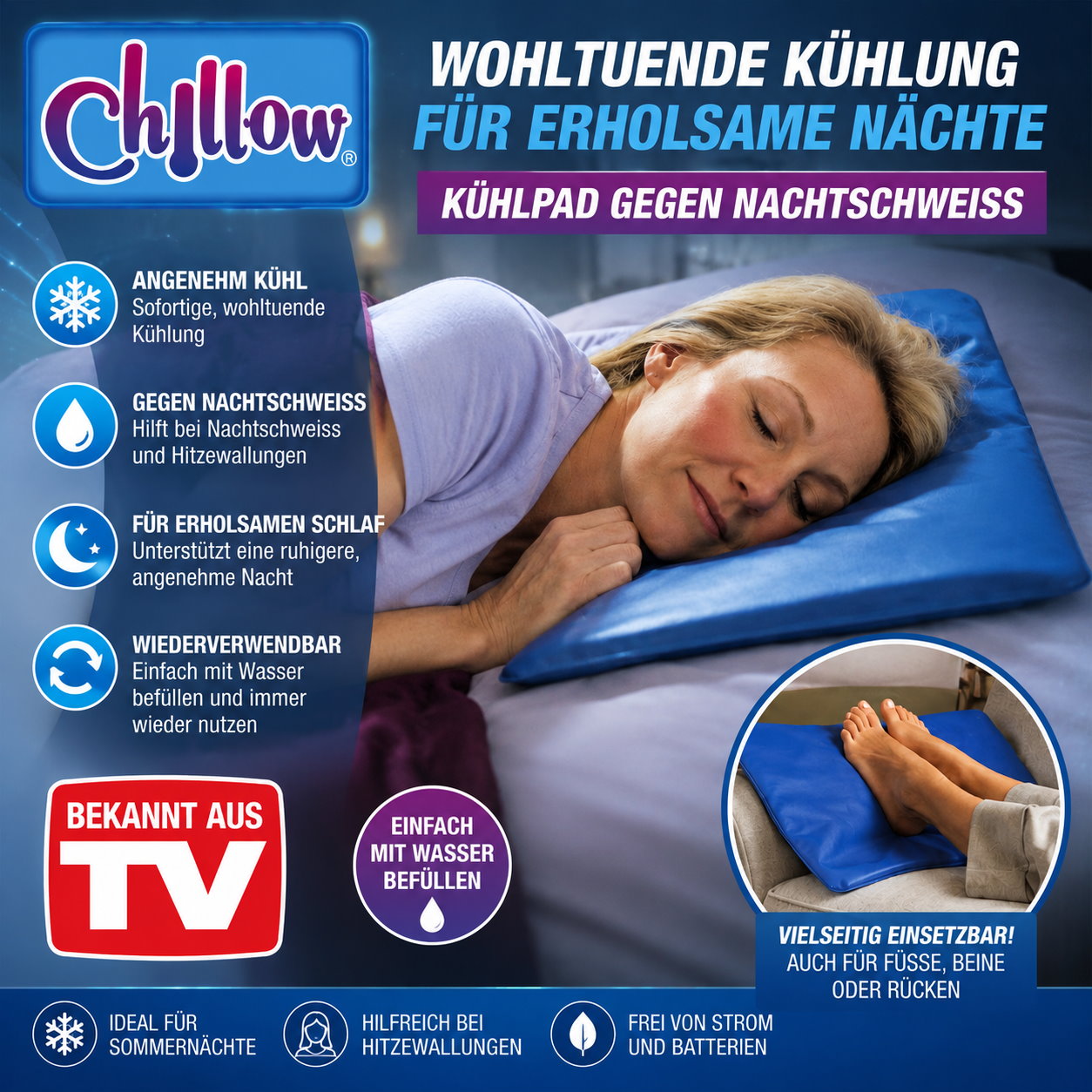 ❄️ Kühl schlafen statt schwitzen 😴 Chillow Kühlkissen bekannt aus der TV Werbung